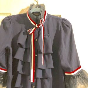 Classic Chic Ruffles Blouse. Size L But M In Fit.